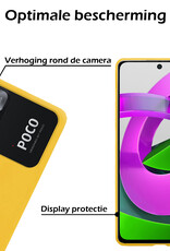 Nomfy Hoesje Geschikt voor Xiaomi Poco M4 Pro 5G Hoesje Siliconen Cover Case Met 2x Screenprotector - Hoes Geschikt voor Xiaomi Poco M4 Pro 5G Hoes Back Case - Geel