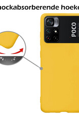 Nomfy Hoesje Geschikt voor Xiaomi Poco M4 Pro 5G Hoesje Siliconen Cover Case Met 2x Screenprotector - Hoes Geschikt voor Xiaomi Poco M4 Pro 5G Hoes Back Case - Geel