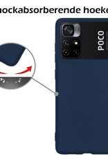 Nomfy Hoesje Geschikt voor Xiaomi Poco M4 Pro 5G Hoesje Siliconen Cover Case Met 2x Screenprotector - Hoes Geschikt voor Xiaomi Poco M4 Pro 5G Hoes Back Case - Donkerblauw