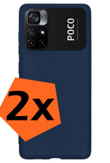 Nomfy Hoesje Geschikt voor Xiaomi Poco M4 Pro 5G Hoesje Siliconen Cover Case - Hoes Geschikt voor Xiaomi Poco M4 Pro 5G Hoes Back Case - 2-PACK - Donkerblauw