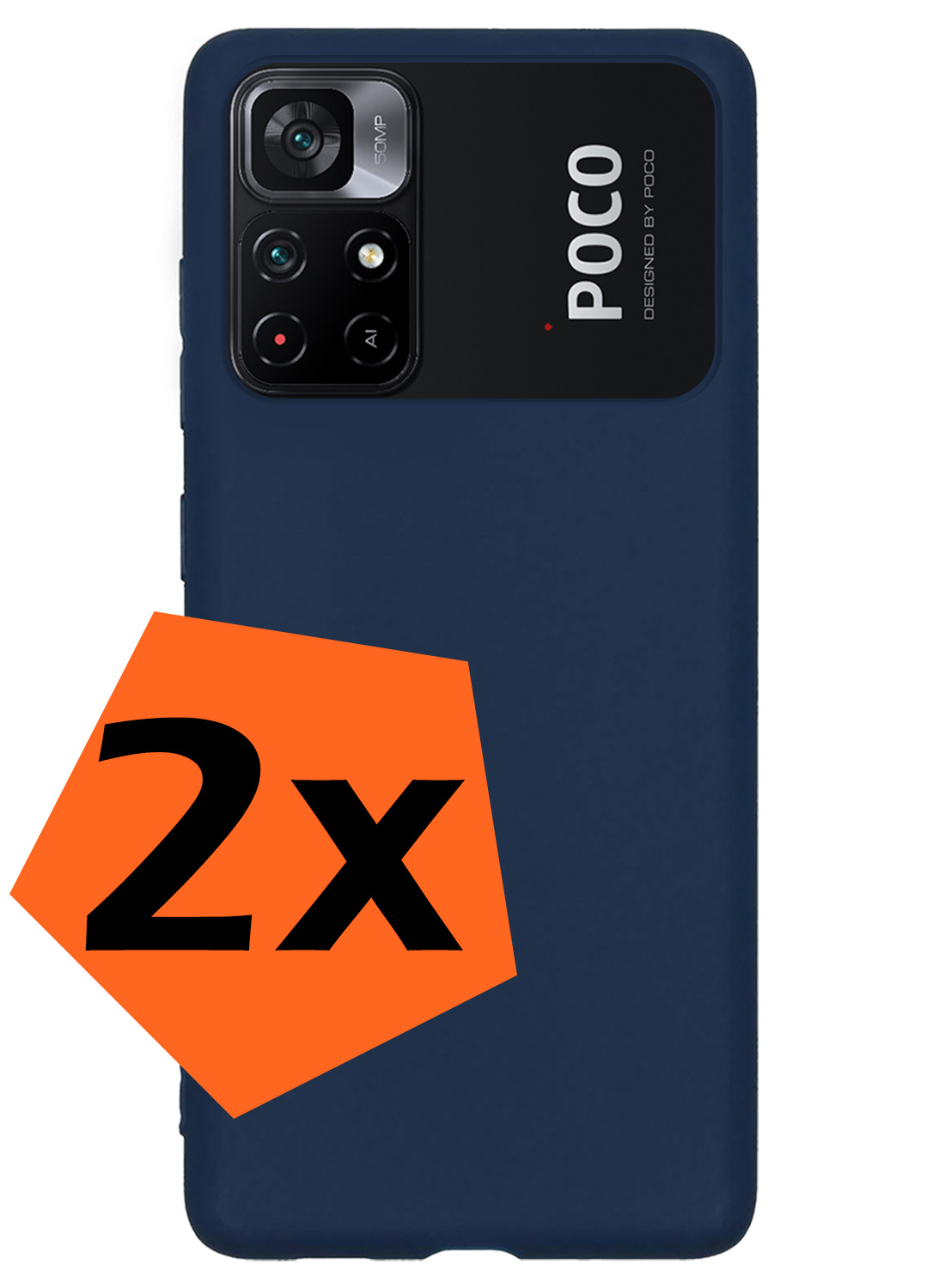 Nomfy Hoesje Geschikt voor Xiaomi Poco M4 Pro 5G Hoesje Siliconen Cover Case - Hoes Geschikt voor Xiaomi Poco M4 Pro 5G Hoes Back Case - 2-PACK - Donkerblauw