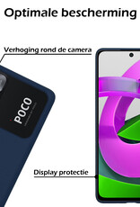 Nomfy Hoesje Geschikt voor Xiaomi Poco M4 Pro 5G Hoesje Siliconen Cover Case - Hoes Geschikt voor Xiaomi Poco M4 Pro 5G Hoes Back Case - 2-PACK - Donkerblauw