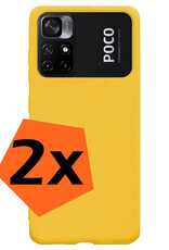 Nomfy Hoesje Geschikt voor Xiaomi Poco M4 Pro 5G Hoesje Siliconen Cover Case - Hoes Geschikt voor Xiaomi Poco M4 Pro 5G Hoes Back Case - 2-PACK - Geel