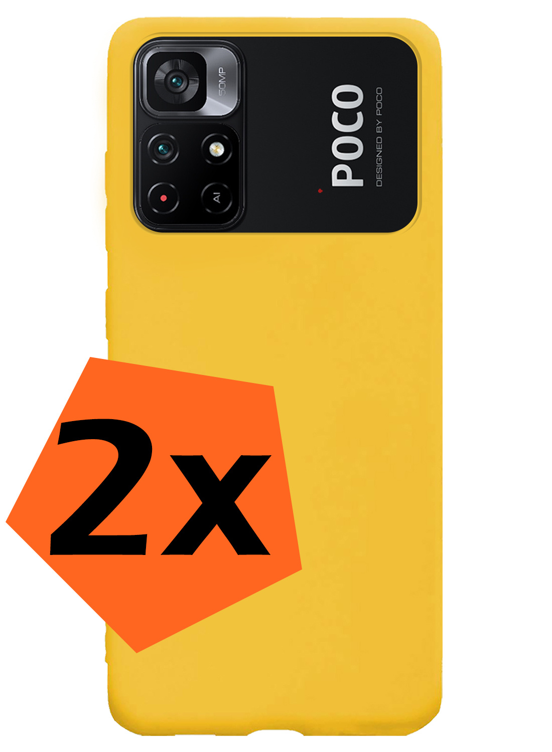 Nomfy Hoesje Geschikt voor Xiaomi Poco M4 Pro 5G Hoesje Siliconen Cover Case - Hoes Geschikt voor Xiaomi Poco M4 Pro 5G Hoes Back Case - 2-PACK - Geel