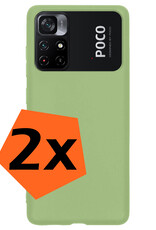 Nomfy Hoesje Geschikt voor Xiaomi Poco M4 Pro 5G Hoesje Siliconen Cover Case - Hoes Geschikt voor Xiaomi Poco M4 Pro 5G Hoes Back Case - 2-PACK - Groen