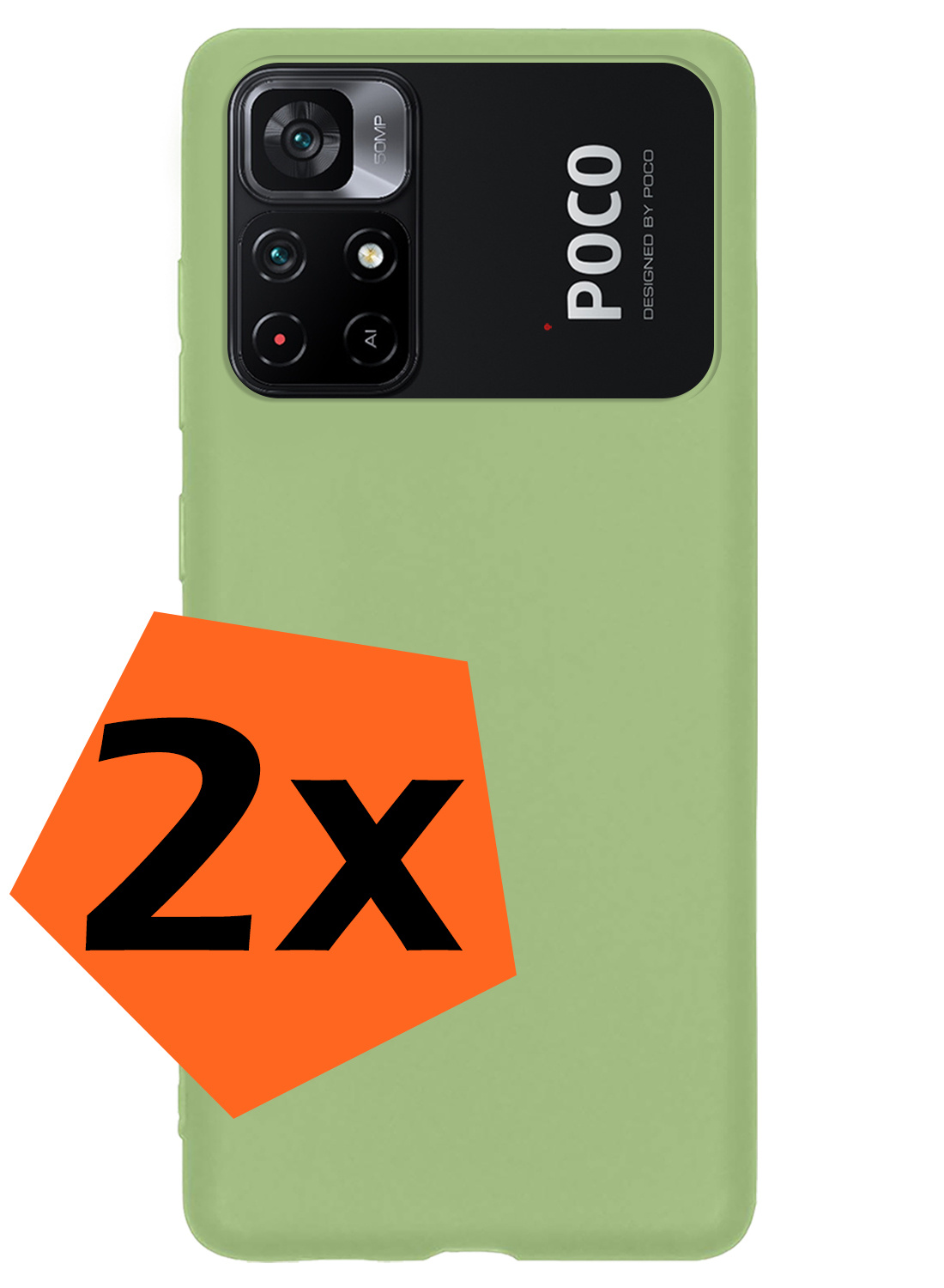 Nomfy Hoesje Geschikt voor Xiaomi Poco M4 Pro 5G Hoesje Siliconen Cover Case - Hoes Geschikt voor Xiaomi Poco M4 Pro 5G Hoes Back Case - 2-PACK - Groen