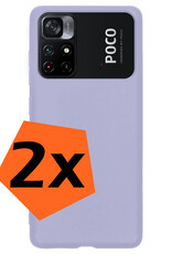 Nomfy Hoesje Geschikt voor Xiaomi Poco M4 Pro 5G Hoesje Siliconen Cover Case - Hoes Geschikt voor Xiaomi Poco M4 Pro 5G Hoes Back Case - 2-PACK - Lila