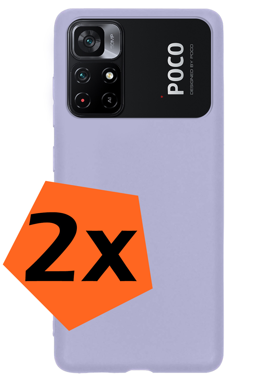 Nomfy Hoesje Geschikt voor Xiaomi Poco M4 Pro 5G Hoesje Siliconen Cover Case - Hoes Geschikt voor Xiaomi Poco M4 Pro 5G Hoes Back Case - 2-PACK - Lila