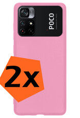 Nomfy Hoesje Geschikt voor Xiaomi Poco M4 Pro 5G Hoesje Siliconen Cover Case - Hoes Geschikt voor Xiaomi Poco M4 Pro 5G Hoes Back Case - 2-PACK - Lichtroze