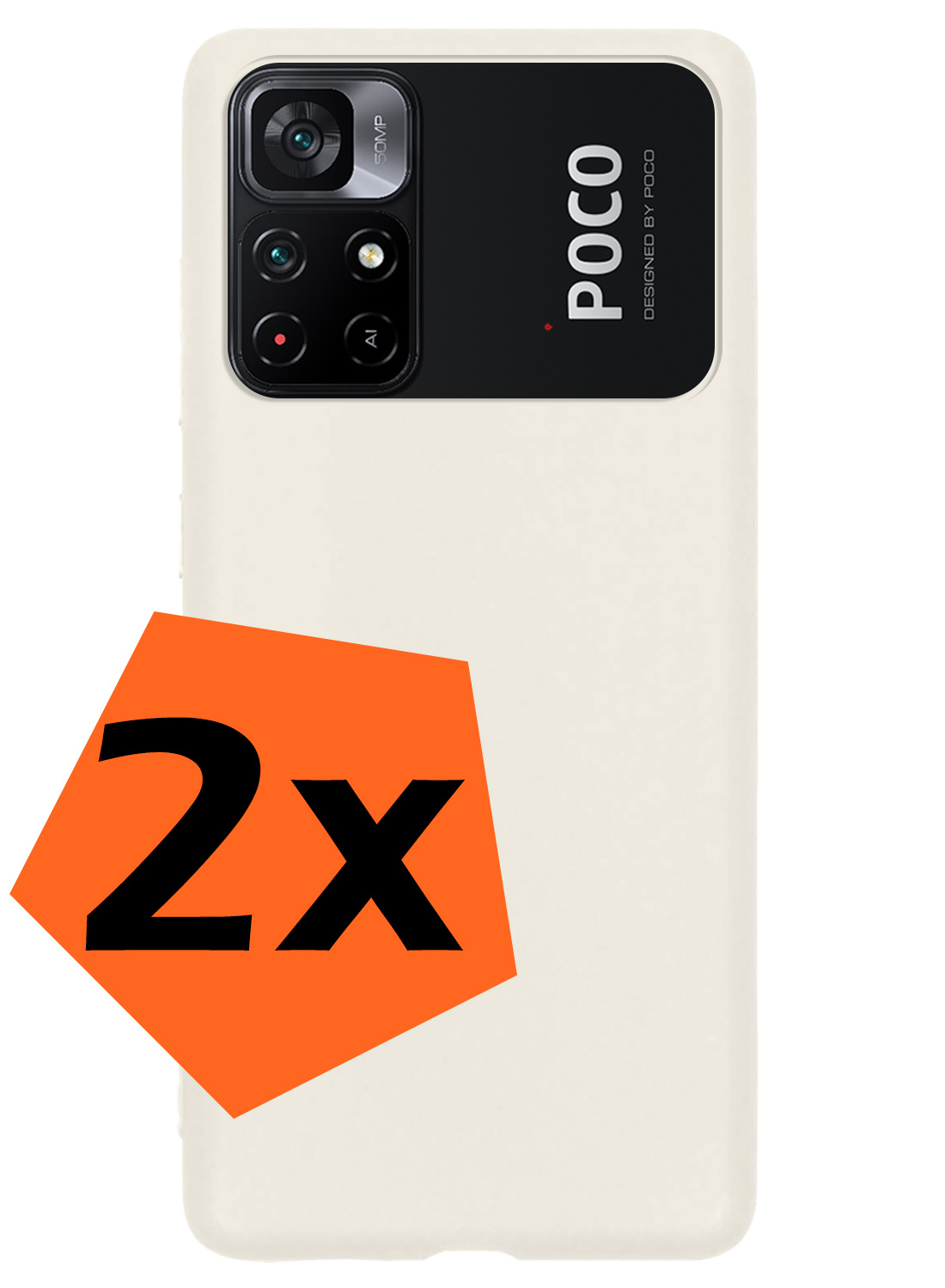 Nomfy Hoesje Geschikt voor Xiaomi Poco M4 Pro 5G Hoesje Siliconen Cover Case - Hoes Geschikt voor Xiaomi Poco M4 Pro 5G Hoes Back Case - 2-PACK - Wit