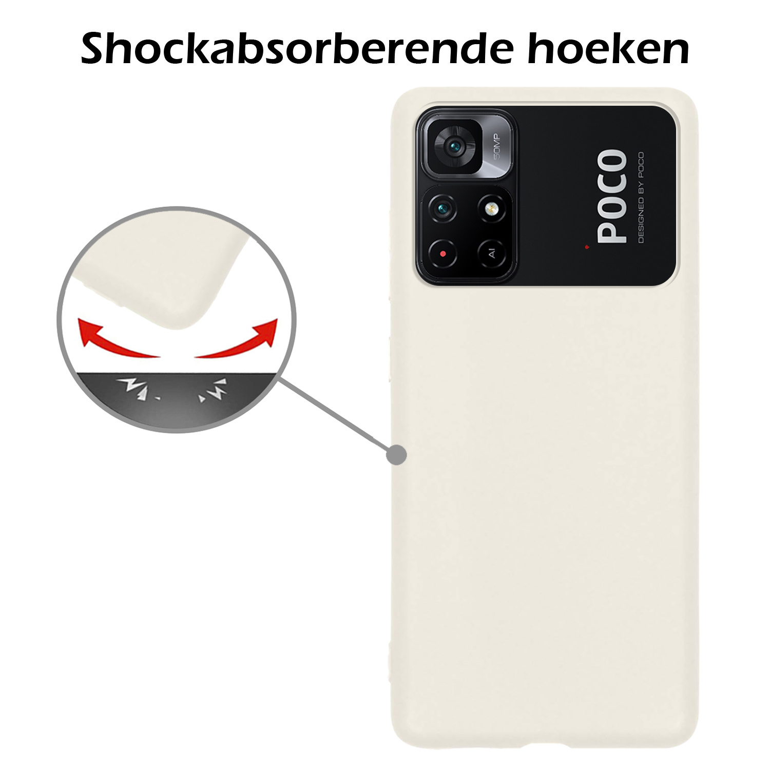 Nomfy Hoesje Geschikt voor Xiaomi Poco M4 Pro 5G Hoesje Siliconen Cover Case - Hoes Geschikt voor Xiaomi Poco M4 Pro 5G Hoes Back Case - 2-PACK - Wit