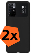 Nomfy Hoesje Geschikt voor Xiaomi Poco M4 Pro 5G Hoesje Siliconen Cover Case - Hoes Geschikt voor Xiaomi Poco M4 Pro 5G Hoes Back Case - 2-PACK - Zwart