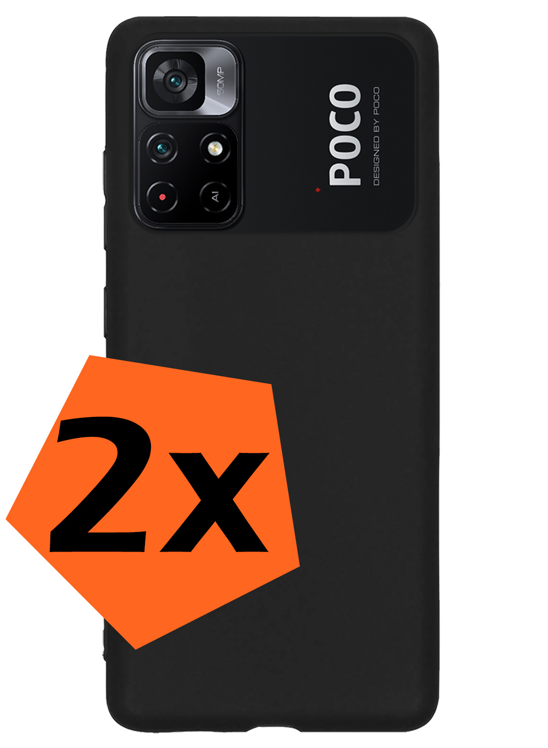 Nomfy Hoesje Geschikt voor Xiaomi Poco M4 Pro 5G Hoesje Siliconen Cover Case - Hoes Geschikt voor Xiaomi Poco M4 Pro 5G Hoes Back Case - 2-PACK - Zwart