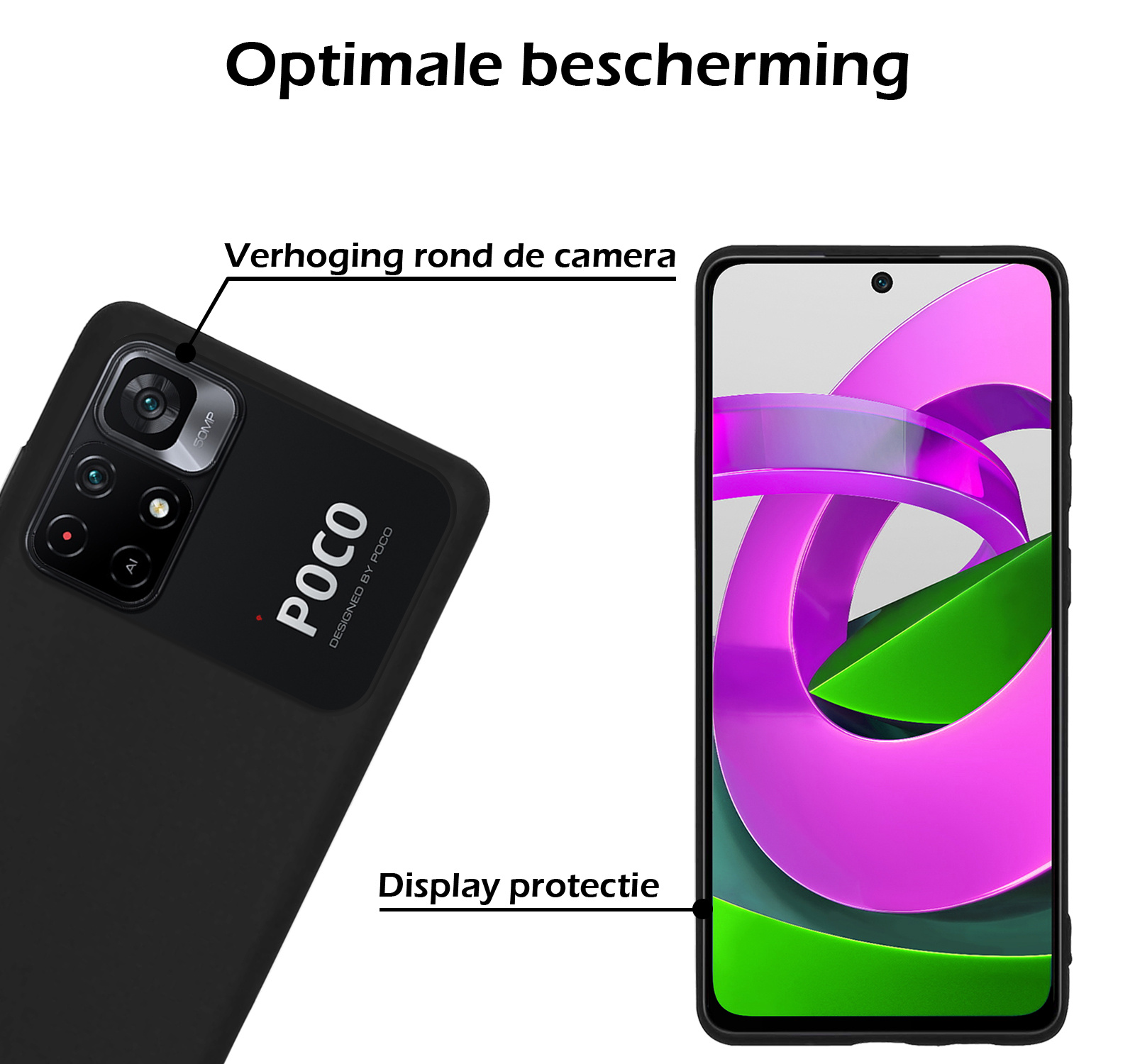 Nomfy Hoesje Geschikt voor Xiaomi Poco M4 Pro 5G Hoesje Siliconen Cover Case - Hoes Geschikt voor Xiaomi Poco M4 Pro 5G Hoes Back Case - 2-PACK - Zwart