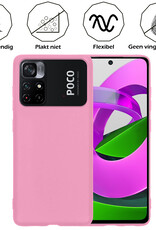 Nomfy Hoesje Geschikt voor Xiaomi Poco M4 Pro 5G Hoesje Siliconen Cover Case Met Screenprotector - Hoes Geschikt voor Xiaomi Poco M4 Pro 5G Hoes Back Case - Lichtroze