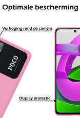 Nomfy Hoesje Geschikt voor Xiaomi Poco M4 Pro 5G Hoesje Siliconen Cover Case Met Screenprotector - Hoes Geschikt voor Xiaomi Poco M4 Pro 5G Hoes Back Case - Lichtroze