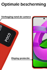 Nomfy Hoesje Geschikt voor Xiaomi Poco M4 Pro 5G Hoesje Siliconen Cover Case Met Screenprotector - Hoes Geschikt voor Xiaomi Poco M4 Pro 5G Hoes Back Case - Rood