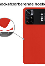Nomfy Hoesje Geschikt voor Xiaomi Poco M4 Pro 5G Hoesje Siliconen Cover Case Met Screenprotector - Hoes Geschikt voor Xiaomi Poco M4 Pro 5G Hoes Back Case - Rood