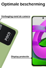 Nomfy Hoesje Geschikt voor Xiaomi Poco M4 Pro 5G Hoesje Siliconen Cover Case Met Screenprotector - Hoes Geschikt voor Xiaomi Poco M4 Pro 5G Hoes Back Case - Groen