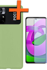 Nomfy Hoesje Geschikt voor Xiaomi Poco M4 Pro 5G Hoesje Siliconen Cover Case Met Screenprotector - Hoes Geschikt voor Xiaomi Poco M4 Pro 5G Hoes Back Case - Groen