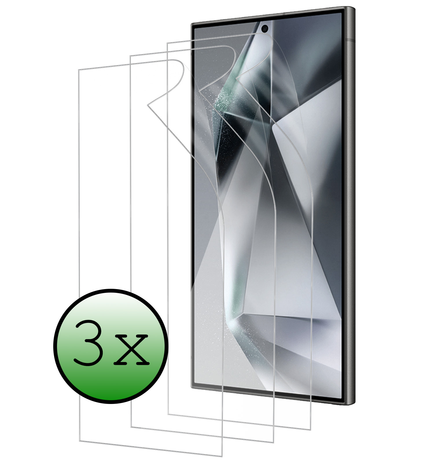 BASEY. Screenprotector Folie Geschikt voor Samsung S24 Ultra Screenprotector Bescherm Folie Soft TPU - Screenprotector Folie Geschikt voor Samsung Galaxy S24 Ultra Screen Protector Screen Cover - 3 Stuks
