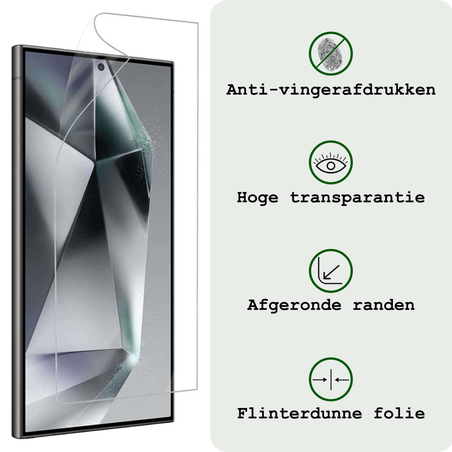 BASEY. Screenprotector Folie Geschikt voor Samsung S24 Ultra Screenprotector Bescherm Folie Soft TPU - Screenprotector Folie Geschikt voor Samsung Galaxy S24 Ultra Screen Protector Screen Cover