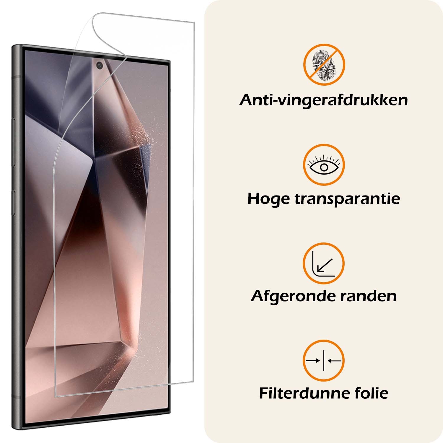 Nomfy Screenprotector Folie Geschikt voor Samsung S24 Ultra Screenprotector Bescherm Folie Screen Protector Folie Telefoon - 3 PACK