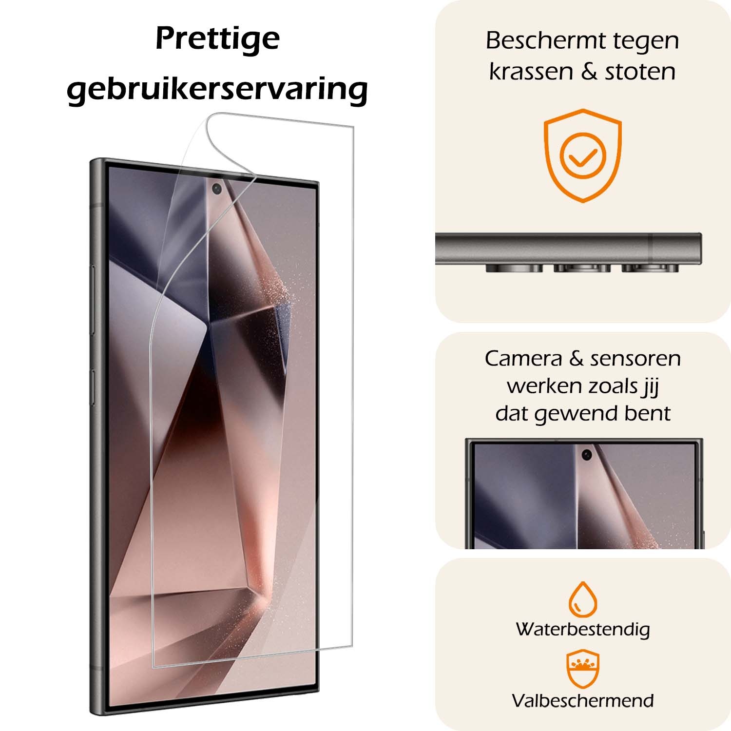 Nomfy Screenprotector Folie Geschikt voor Samsung S24 Ultra Screenprotector Bescherm Folie Screen Protector Folie Telefoon - 3 PACK