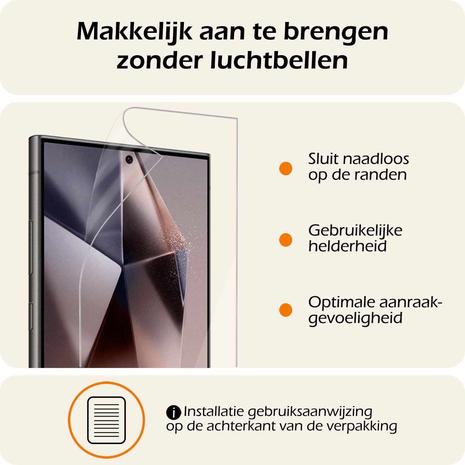 Nomfy Screenprotector Folie Geschikt voor Samsung S24 Ultra Screenprotector Bescherm Folie Screen Protector Folie Telefoon