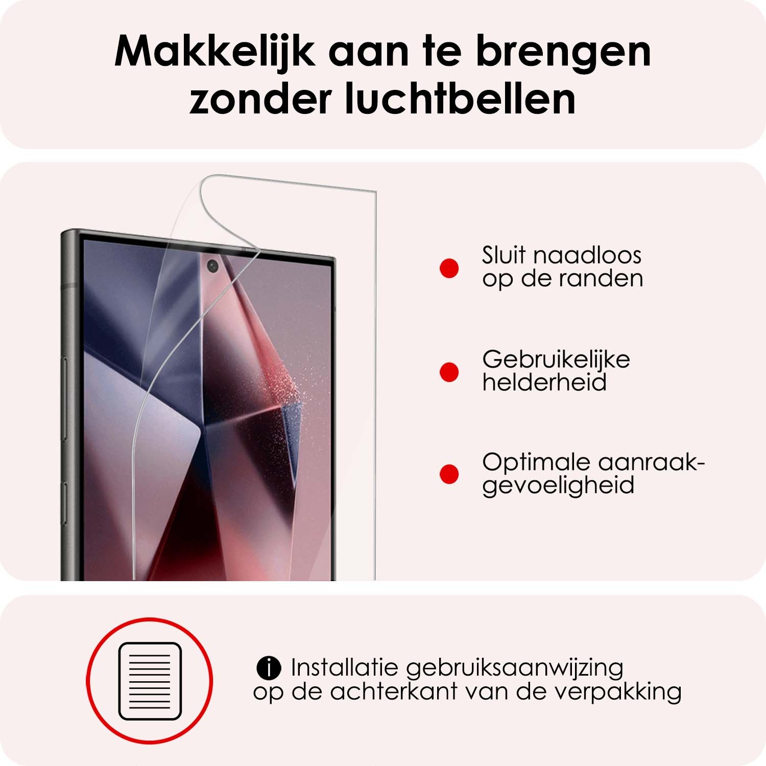 NoXx Screenprotector Folie Geschikt voor Samsung S24 Ultra Screenprotector Bescherm Folie - Screenprotector Folie Geschikt voor Samsung Galaxy S24 Ultra Screenprotector Telefoon Folie