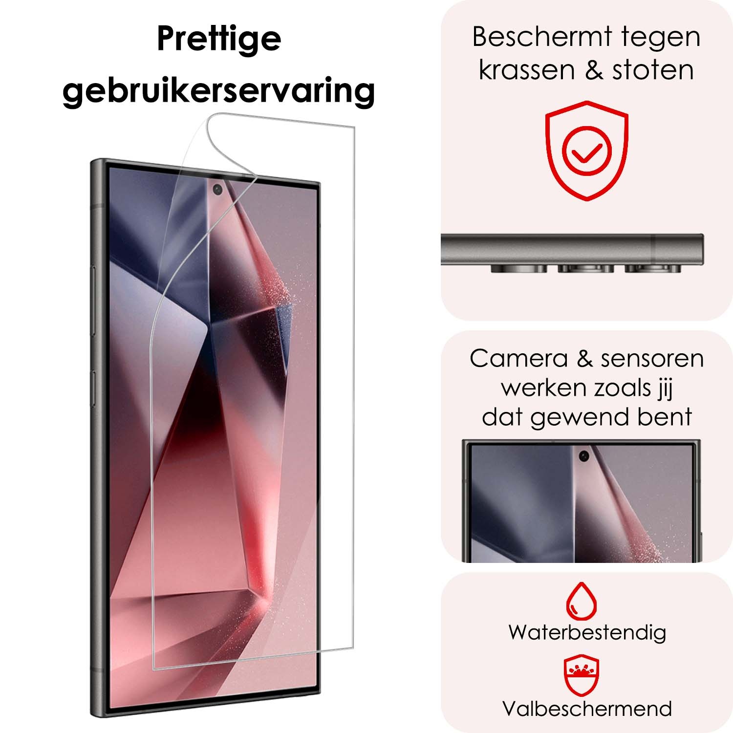 NoXx Screenprotector Folie Geschikt voor Samsung S24 Ultra Screenprotector Bescherm Folie - Screenprotector Folie Geschikt voor Samsung Galaxy S24 Ultra Screenprotector Telefoon Folie
