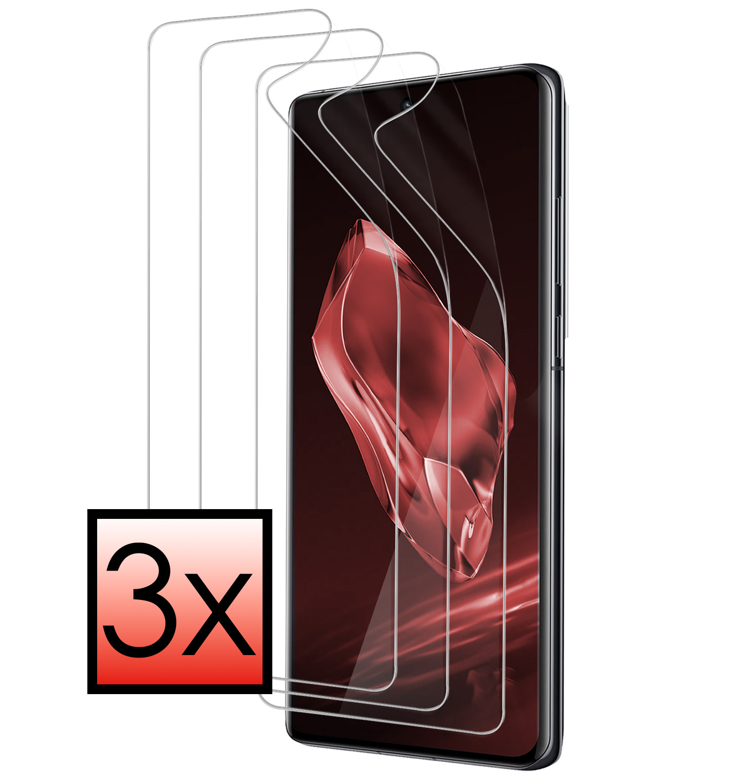 NoXx Screenprotector Folie Geschikt voor OnePlus 12 Screenprotector Bescherm Folie - Screenprotector Folie Geschikt voor OnePlus 12 Screenprotector Telefoon Folie - 3x