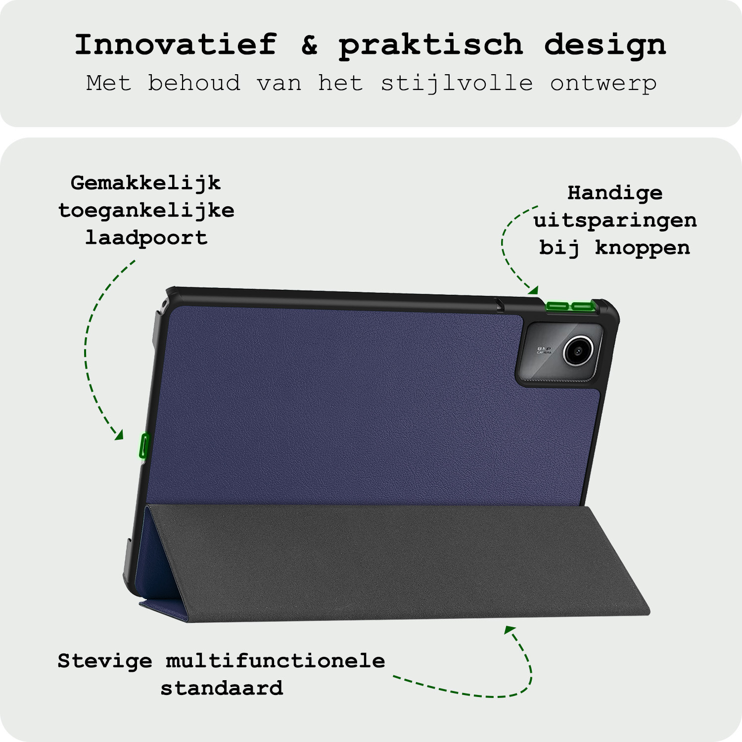 BASEY. Hoesje Geschikt voor Lenovo Tab M11 Hoes Case Tablet Hoesje Tri-fold - Hoes Geschikt voor Lenovo Tab M11 (11 inch) Hoesje Hard Cover Bookcase Hoes - Donkerblauw