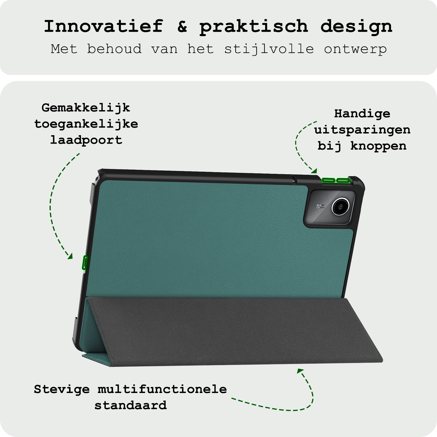 BASEY. Hoesje Geschikt voor Lenovo Tab M11 Hoes Case Tablet Hoesje Tri-fold - Hoes Geschikt voor Lenovo Tab M11 (11 inch) Hoesje Hard Cover Bookcase Hoes - Donkergroen