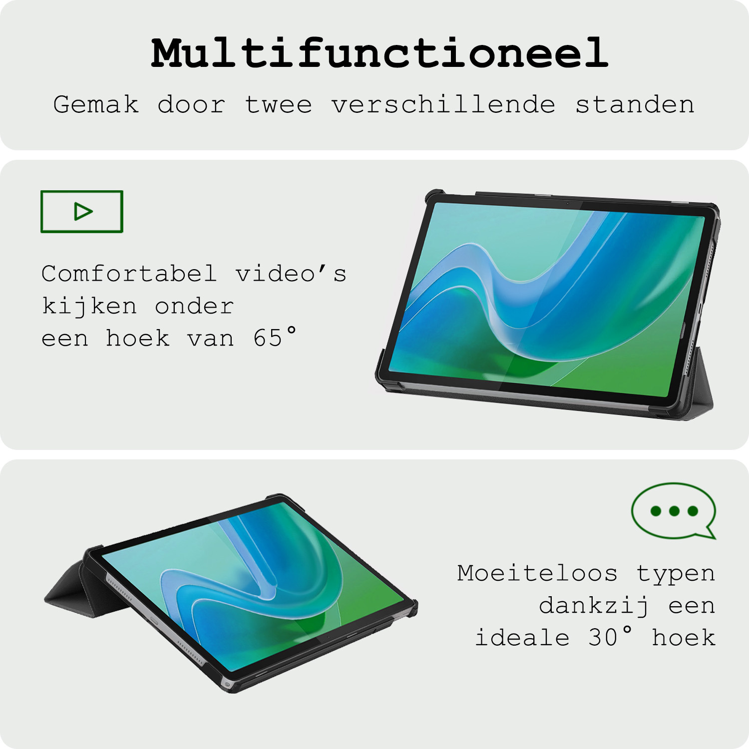 BASEY. Hoesje Geschikt voor Lenovo Tab M11 Hoes Case Tablet Hoesje Tri-fold - Hoes Geschikt voor Lenovo Tab M11 (11 inch) Hoesje Hard Cover Bookcase Hoes - Grijs