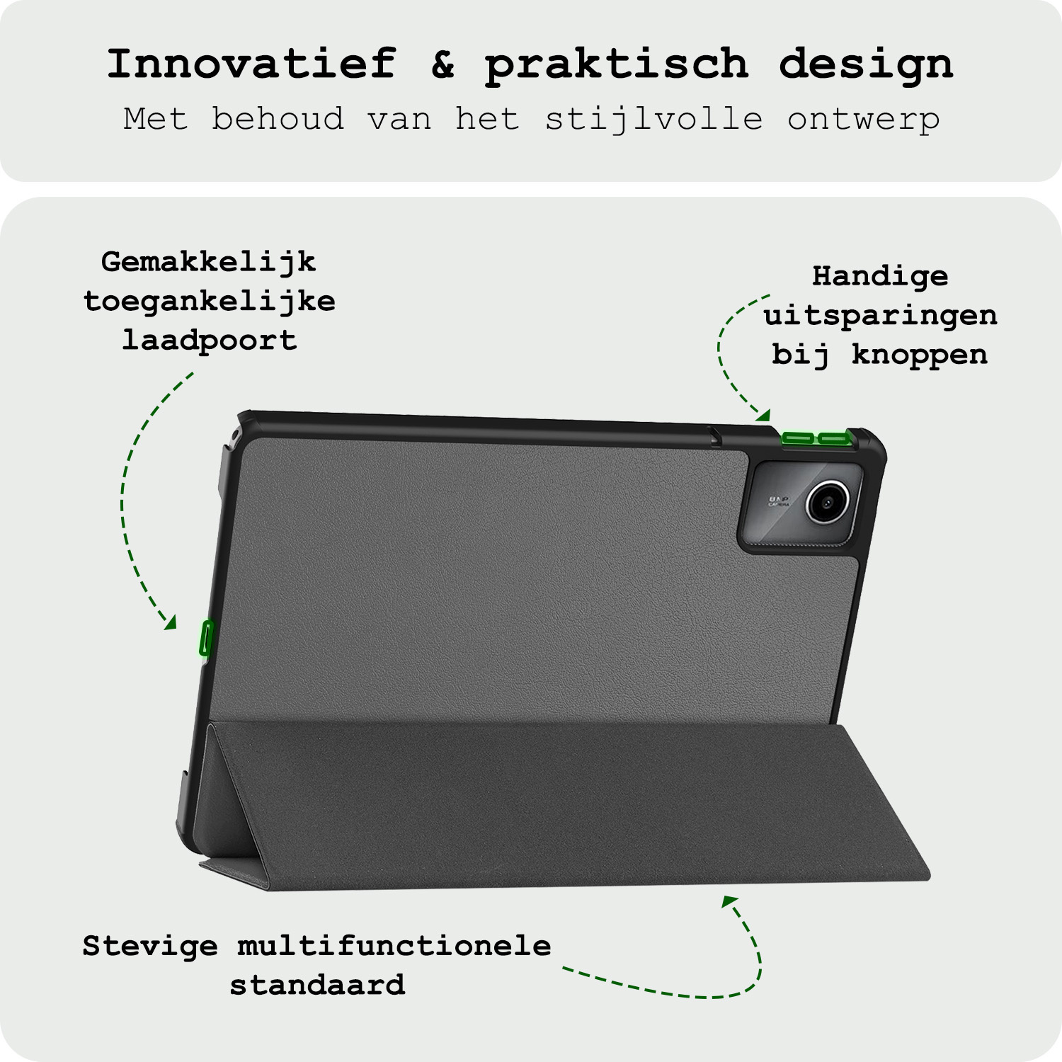 BASEY. Hoesje Geschikt voor Lenovo Tab M11 Hoes Case Tablet Hoesje Tri-fold - Hoes Geschikt voor Lenovo Tab M11 (11 inch) Hoesje Hard Cover Bookcase Hoes - Grijs