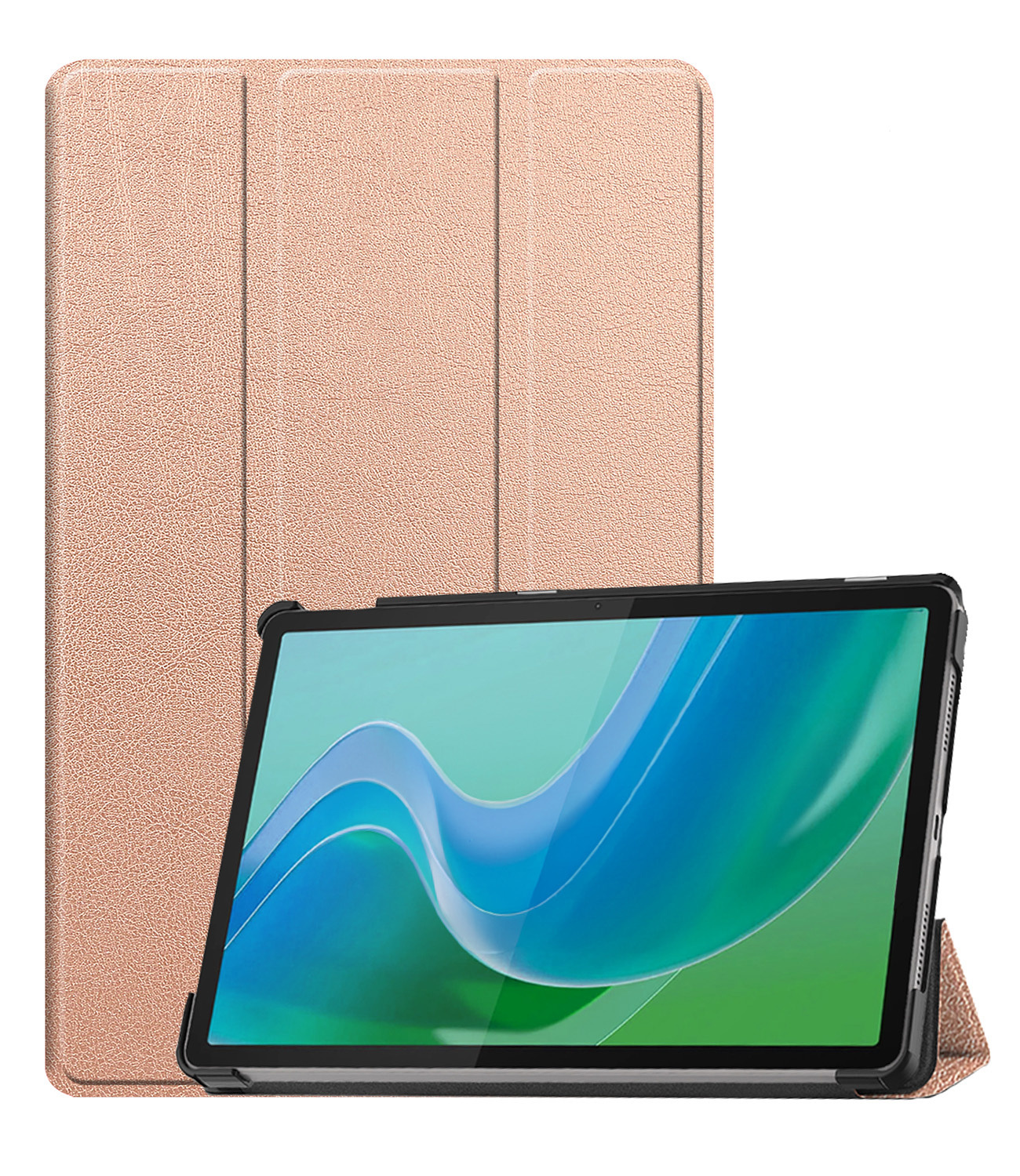 BASEY. Hoesje Geschikt voor Lenovo Tab M11 Hoes Case Tablet Hoesje Tri-fold - Hoes Geschikt voor Lenovo Tab M11 (11 inch) Hoesje Hard Cover Bookcase Hoes - Rosé goud