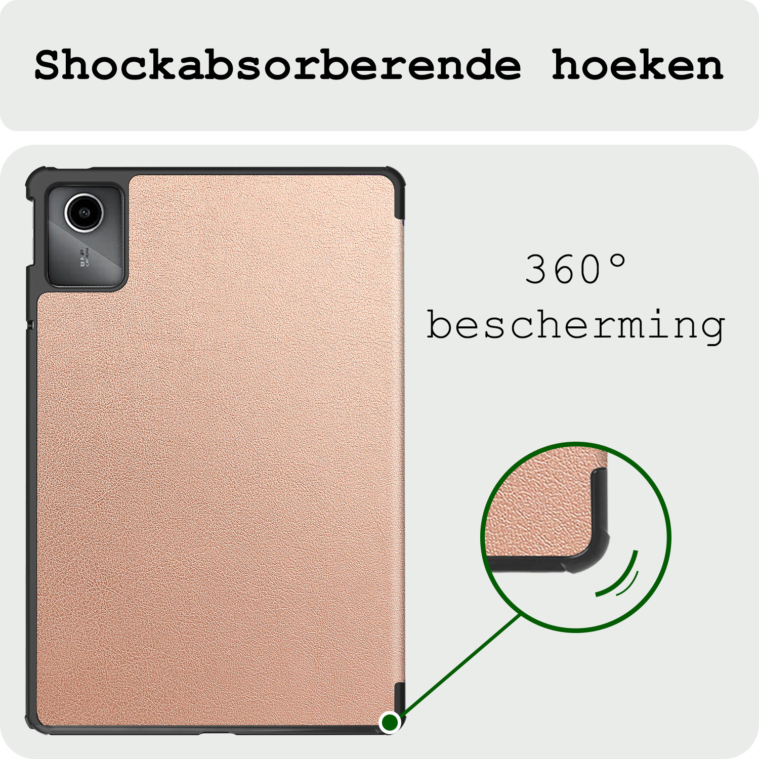 BASEY. Hoesje Geschikt voor Lenovo Tab M11 Hoes Case Tablet Hoesje Tri-fold - Hoes Geschikt voor Lenovo Tab M11 (11 inch) Hoesje Hard Cover Bookcase Hoes - Rosé goud