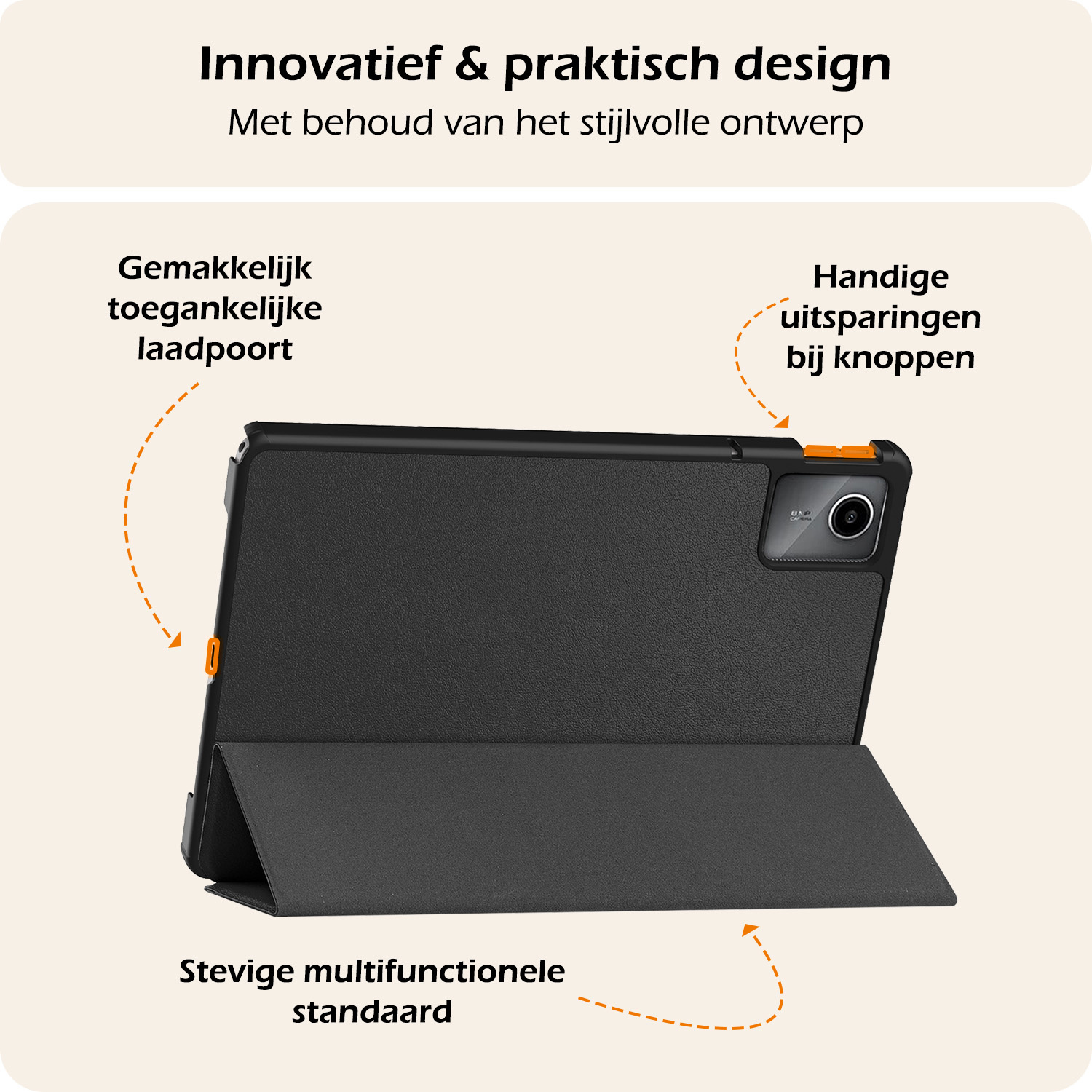 Nomfy Hoes Geschikt voor Lenovo Tab M11 Hoes Tri-fold Tablet Hoesje Case Met Screenprotector - Hoesje Geschikt voor Lenovo Tab M11 (11 inch) Hoesje Hardcover Bookcase - Zwart