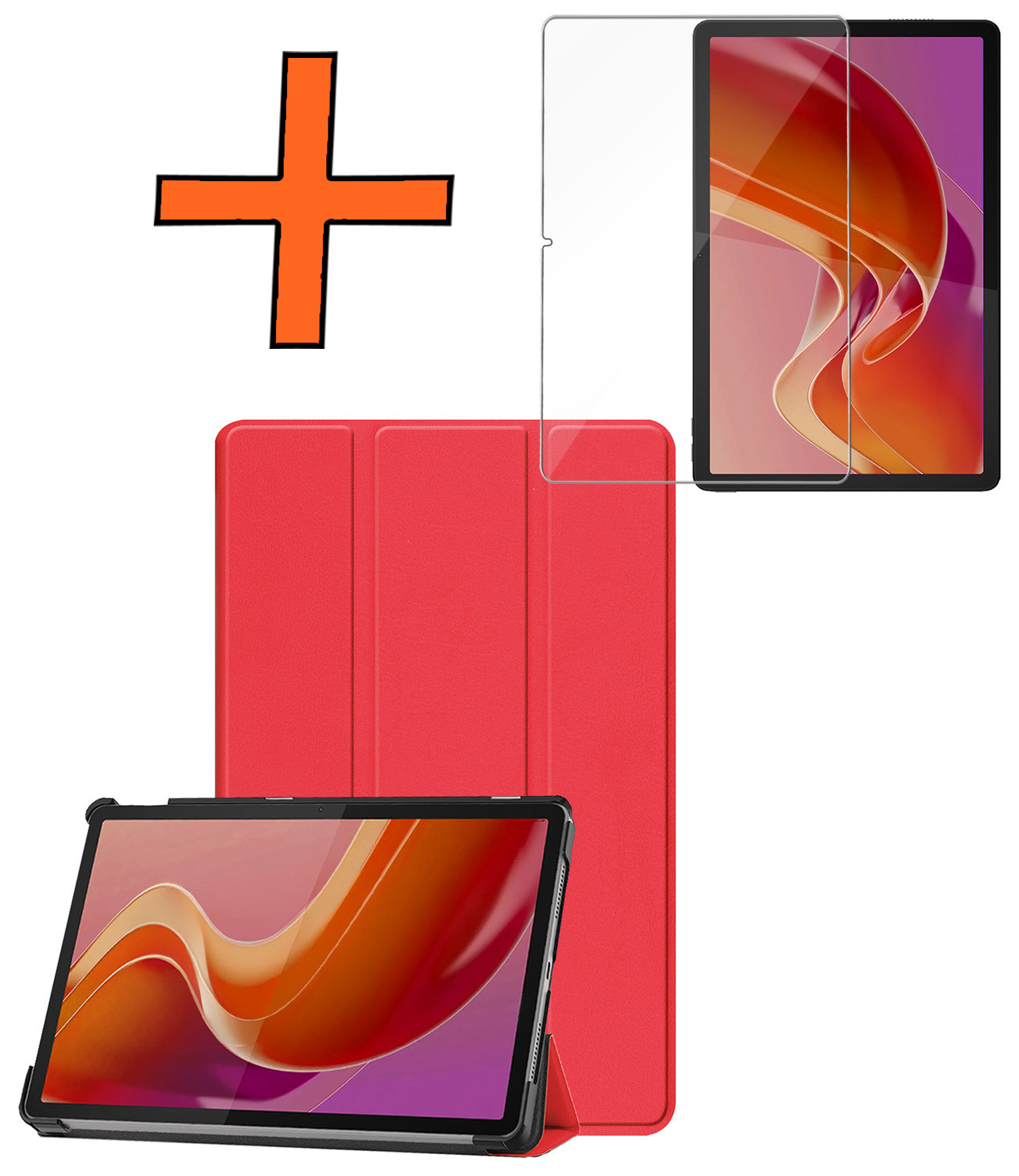 Nomfy Hoes Geschikt voor Lenovo Tab M11 Hoes Tri-fold Tablet Hoesje Case Met Screenprotector - Hoesje Geschikt voor Lenovo Tab M11 (11 inch) Hoesje Hardcover Bookcase - Rood