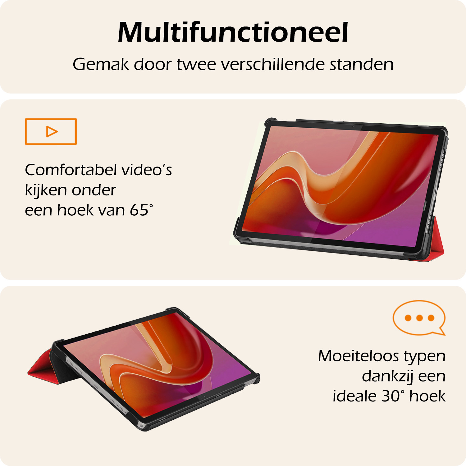 Nomfy Hoes Geschikt voor Lenovo Tab M11 Hoes Tri-fold Tablet Hoesje Case Met Screenprotector - Hoesje Geschikt voor Lenovo Tab M11 (11 inch) Hoesje Hardcover Bookcase - Rood