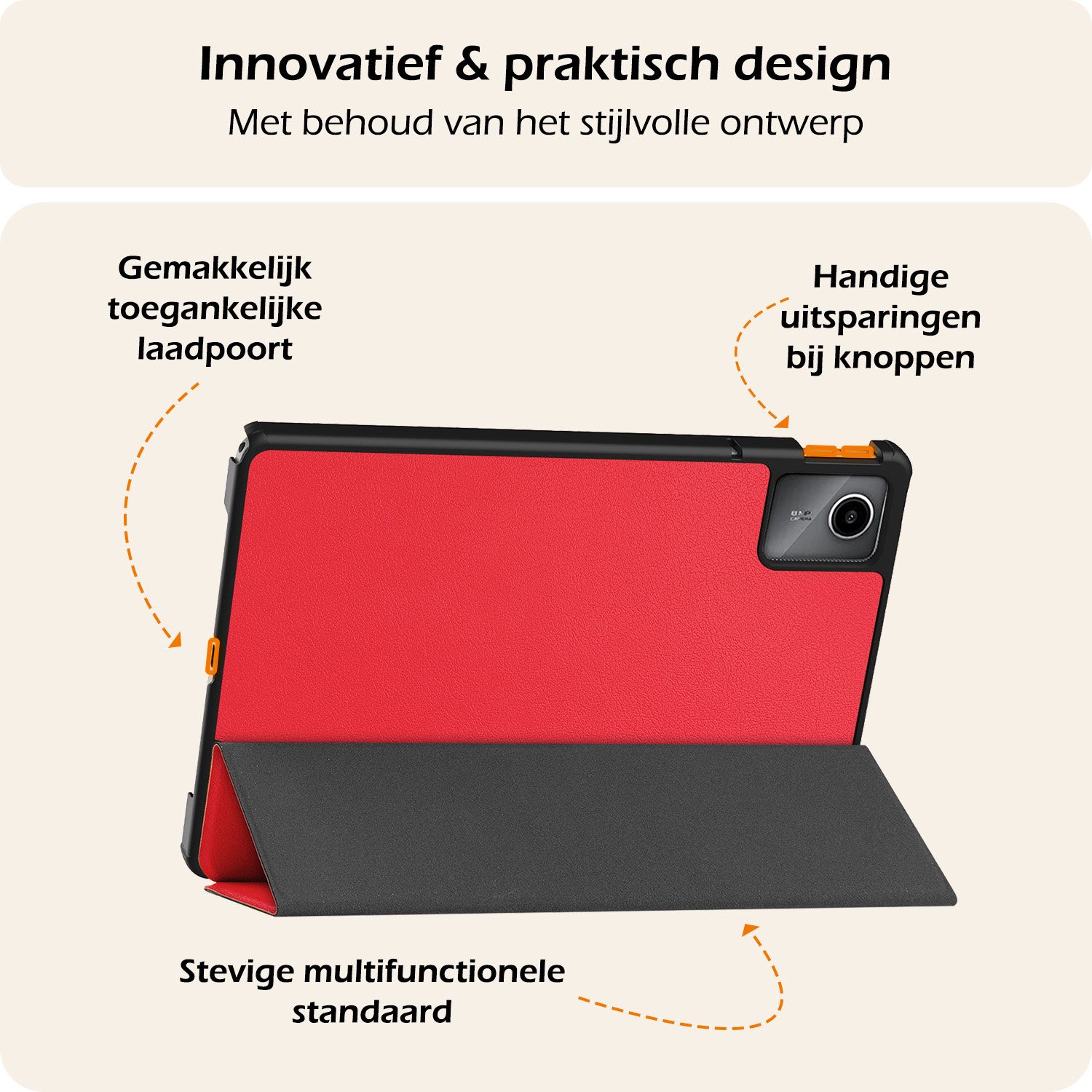 Nomfy Hoes Geschikt voor Lenovo Tab M11 Hoes Tri-fold Tablet Hoesje Case Met Screenprotector - Hoesje Geschikt voor Lenovo Tab M11 (11 inch) Hoesje Hardcover Bookcase - Rood
