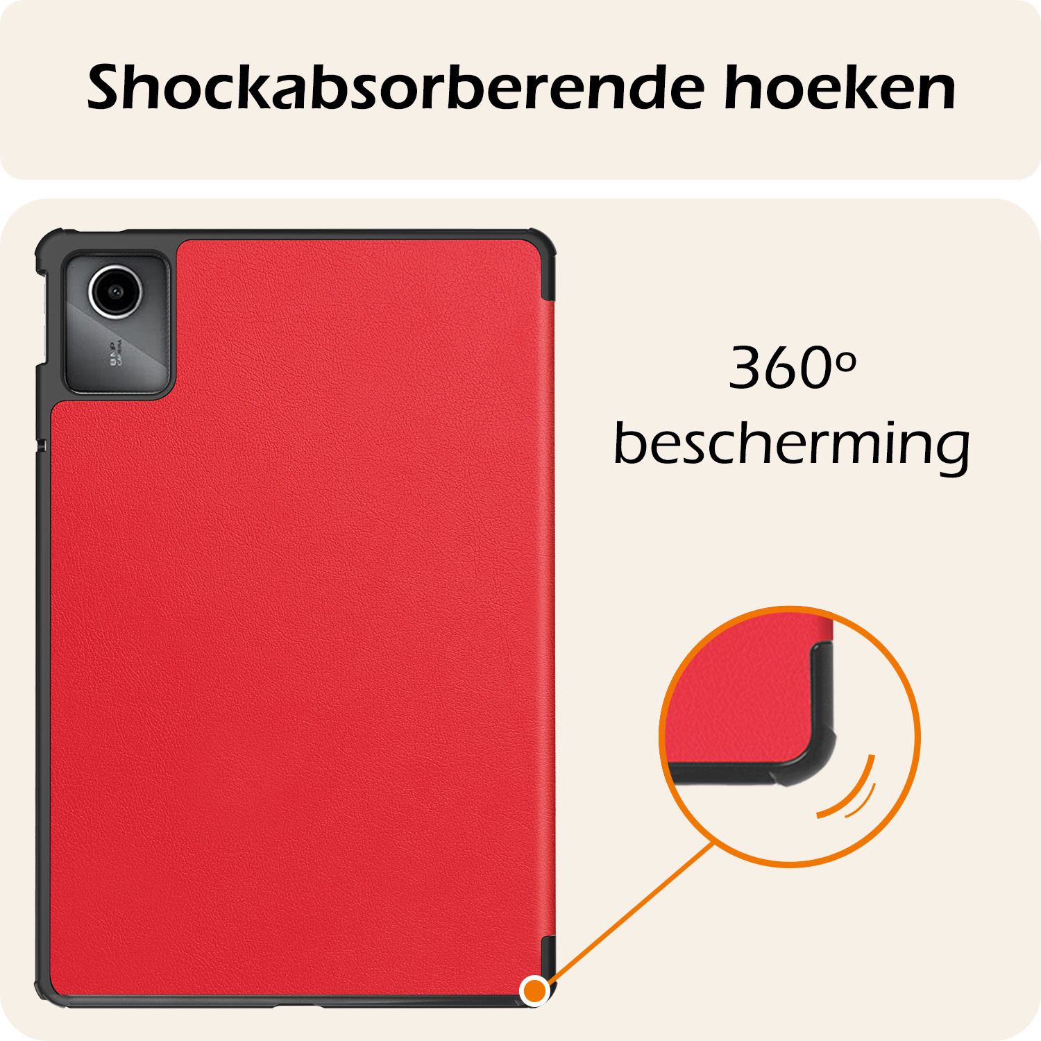 Nomfy Hoes Geschikt voor Lenovo Tab M11 Hoes Tri-fold Tablet Hoesje Case Met Screenprotector - Hoesje Geschikt voor Lenovo Tab M11 (11 inch) Hoesje Hardcover Bookcase - Rood