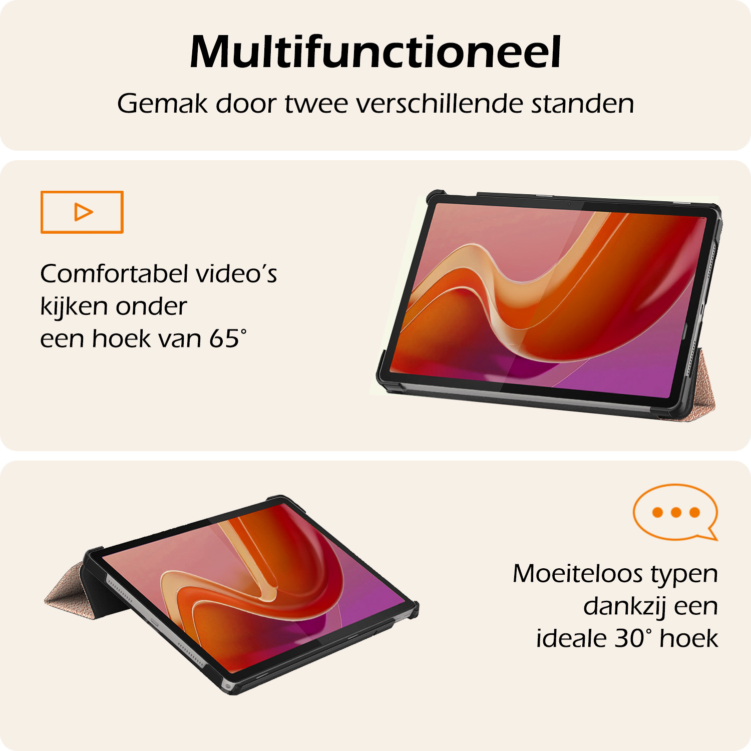 Nomfy Hoes Geschikt voor Lenovo Tab M11 Hoes Tri-fold Tablet Hoesje Case Met Screenprotector - Hoesje Geschikt voor Lenovo Tab M11 (11 inch) Hoesje Hardcover Bookcase - Rosé goud