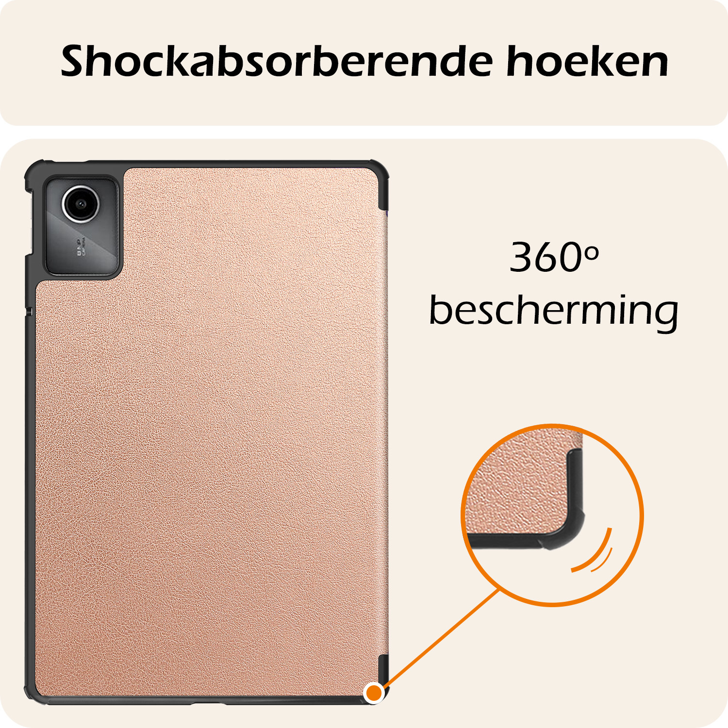 Nomfy Hoes Geschikt voor Lenovo Tab M11 Hoes Tri-fold Tablet Hoesje Case Met Screenprotector - Hoesje Geschikt voor Lenovo Tab M11 (11 inch) Hoesje Hardcover Bookcase - Rosé goud
