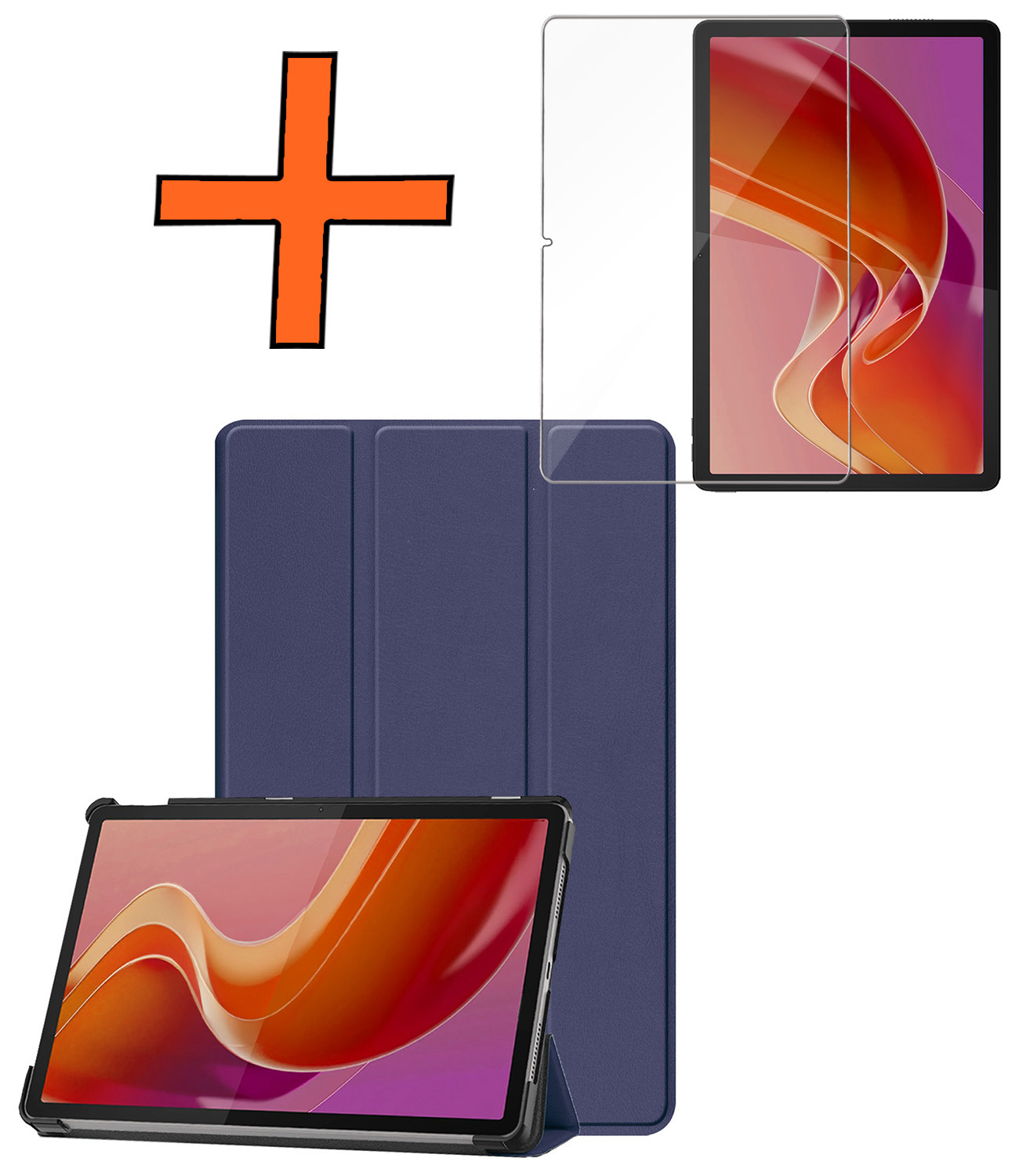 Nomfy Hoes Geschikt voor Lenovo Tab M11 Hoes Tri-fold Tablet Hoesje Case Met Screenprotector - Hoesje Geschikt voor Lenovo Tab M11 (11 inch) Hoesje Hardcover Bookcase - Donkerblauw