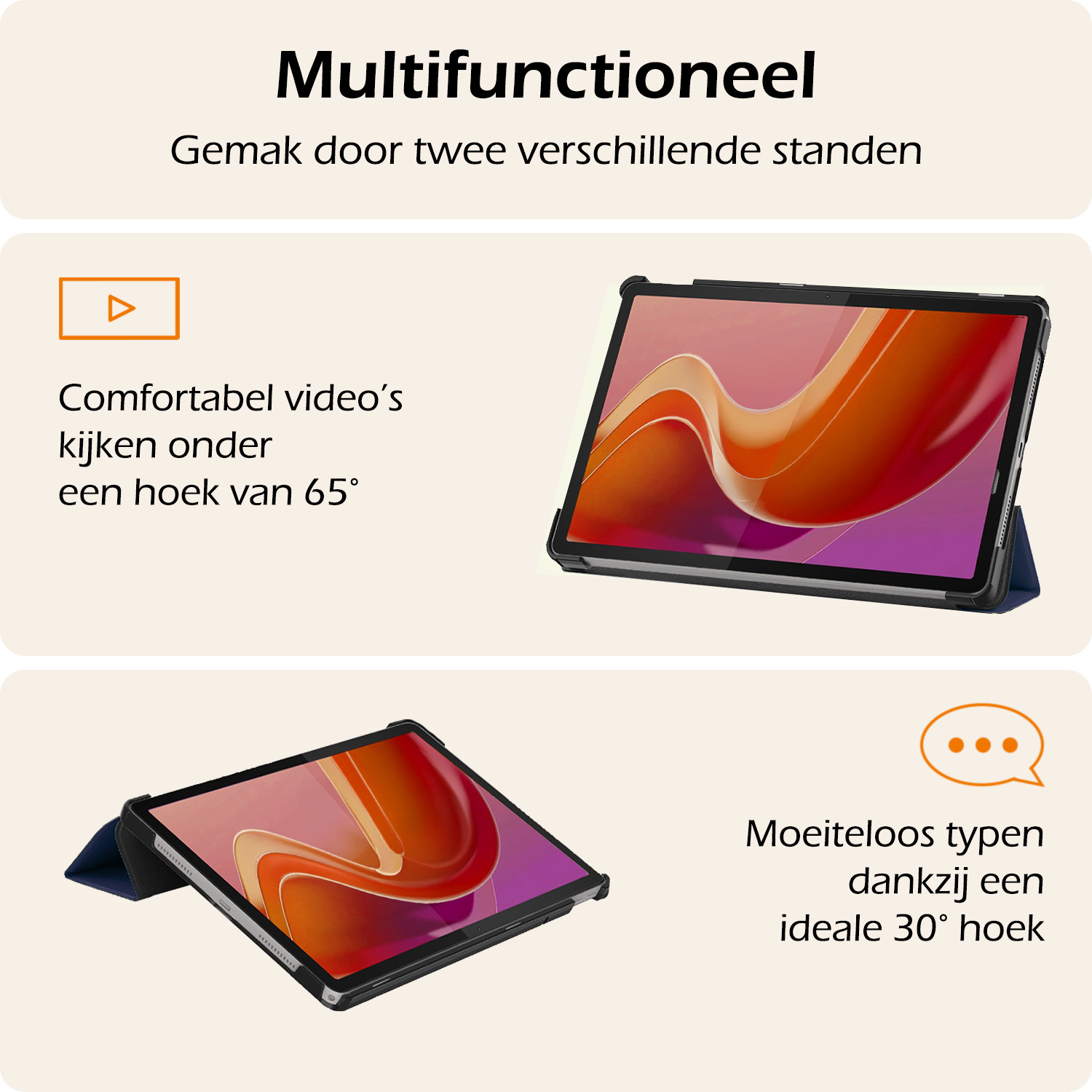 Nomfy Hoes Geschikt voor Lenovo Tab M11 Hoes Tri-fold Tablet Hoesje Case Met Screenprotector - Hoesje Geschikt voor Lenovo Tab M11 (11 inch) Hoesje Hardcover Bookcase - Donkerblauw