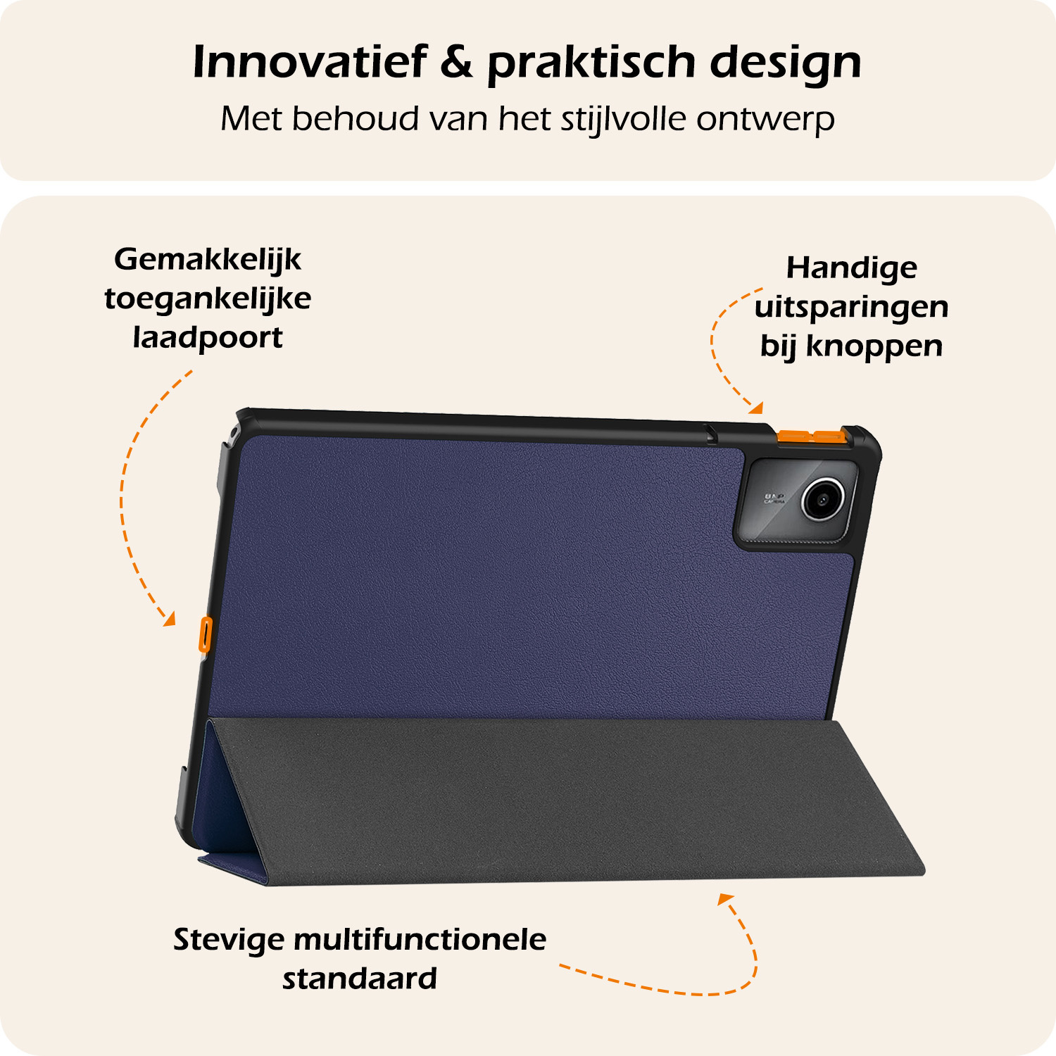 Nomfy Hoes Geschikt voor Lenovo Tab M11 Hoes Tri-fold Tablet Hoesje Case Met Screenprotector - Hoesje Geschikt voor Lenovo Tab M11 (11 inch) Hoesje Hardcover Bookcase - Donkerblauw