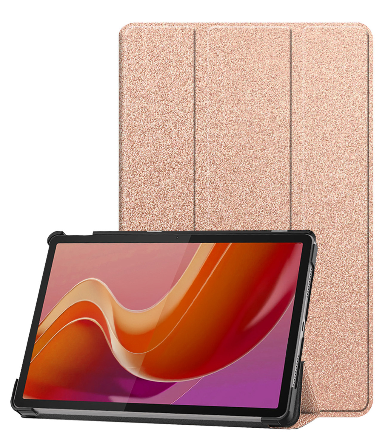 Nomfy Hoes Geschikt voor Lenovo Tab M11 Hoes Tri-fold Tablet Hoesje Case - Hoesje Geschikt voor Lenovo Tab M11 (11 inch) Hoesje Hardcover Bookcase - Rosé goud