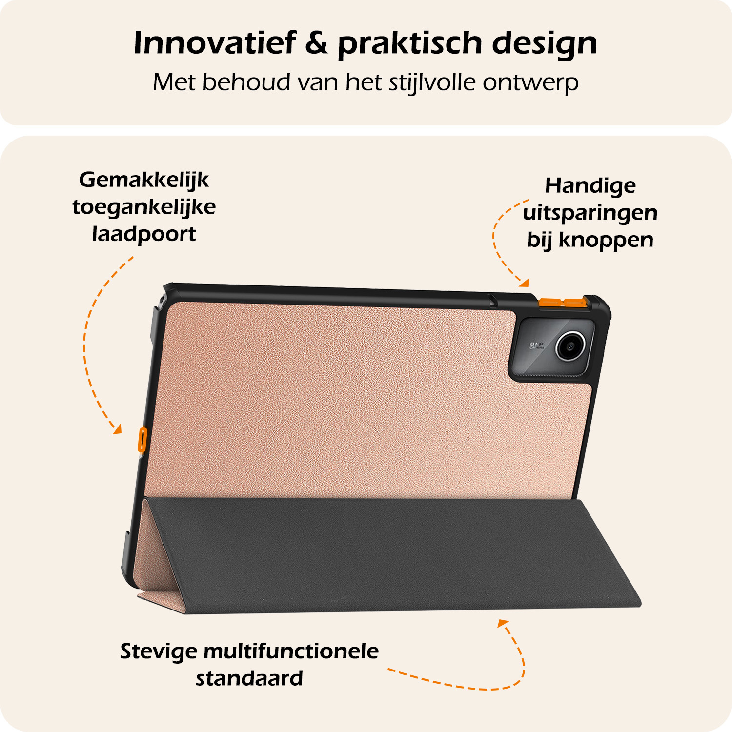 Nomfy Hoes Geschikt voor Lenovo Tab M11 Hoes Tri-fold Tablet Hoesje Case - Hoesje Geschikt voor Lenovo Tab M11 (11 inch) Hoesje Hardcover Bookcase - Rosé goud
